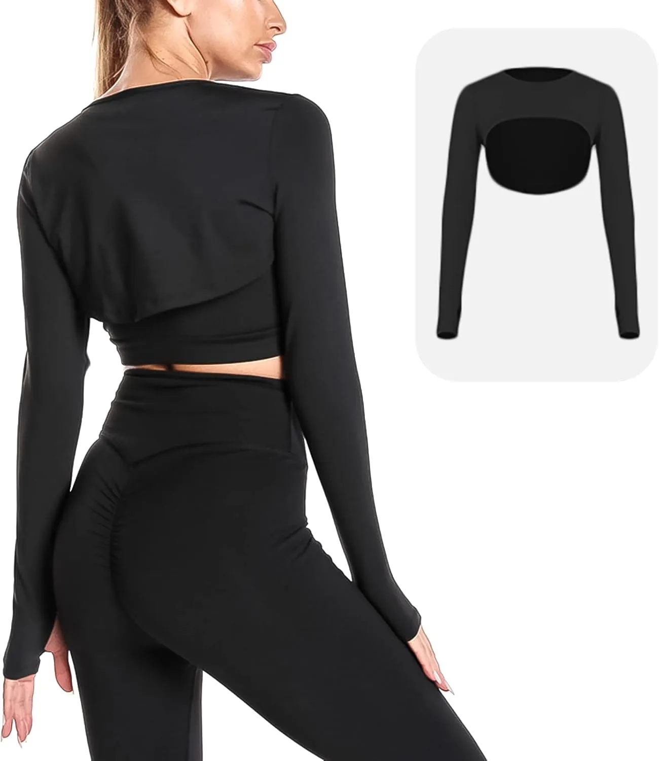 SEAUR Women's Cut Out Long Sleeve Crop Tops Super Cropped Sweatshirt Workout Athletic Yoga Gym Crop Top Pullover Activewear