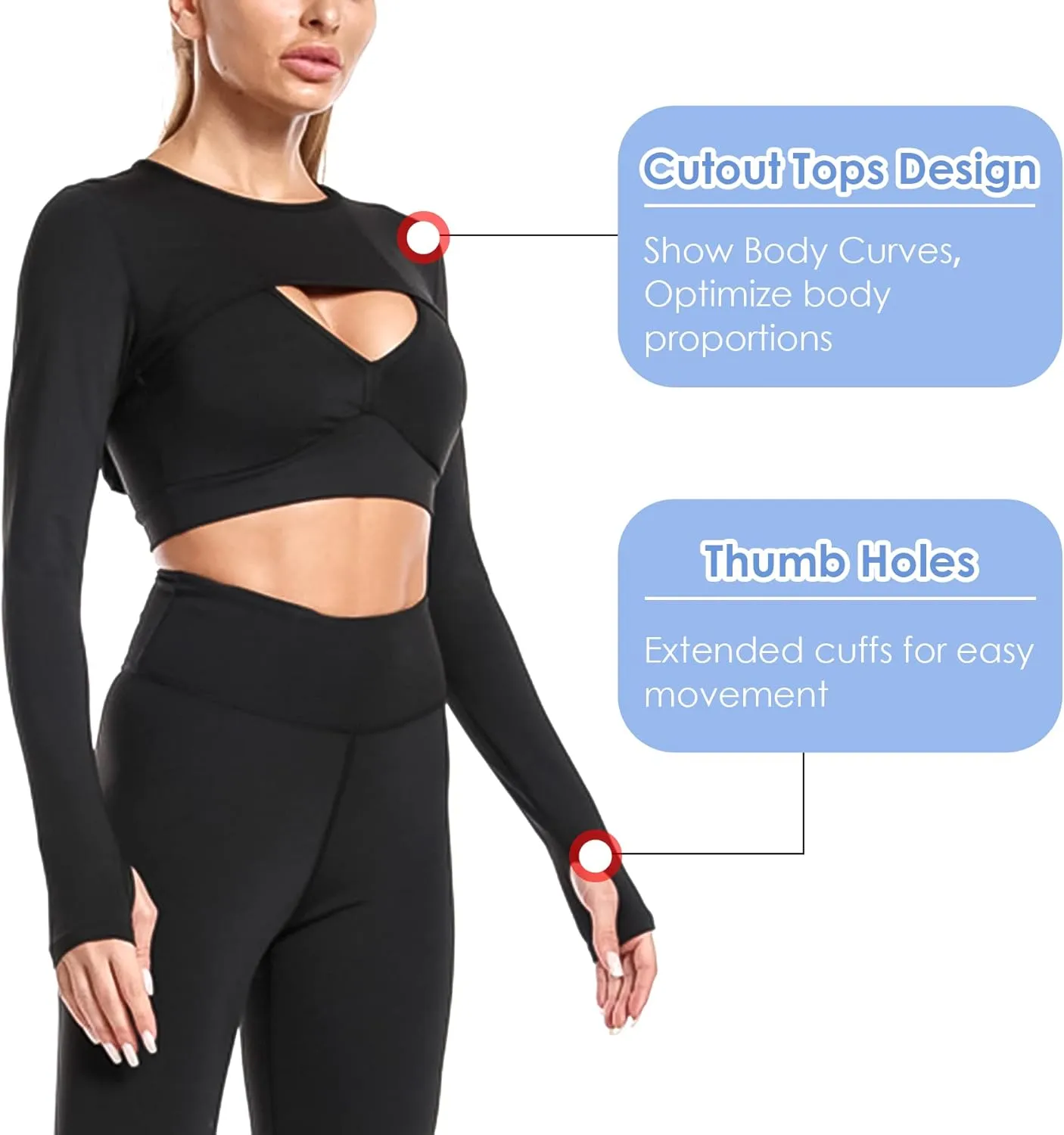 SEAUR Women's Cut Out Long Sleeve Crop Tops Super Cropped Sweatshirt Workout Athletic Yoga Gym Crop Top Pullover Activewear