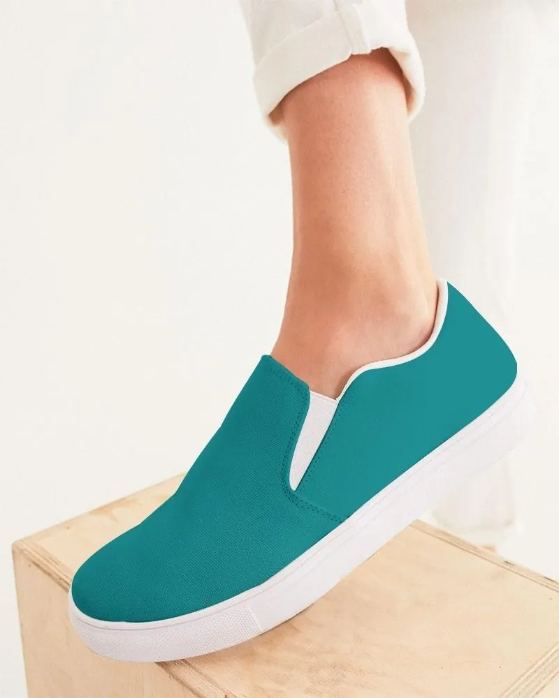 Shaded Blue-Green Slip-On Canvas Sneakers | Women's | C100M0Y38K30