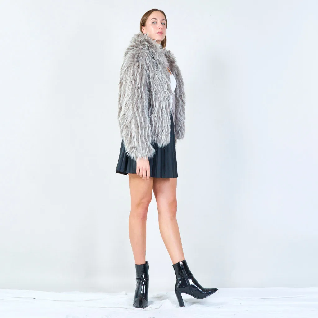 Shaggy faux fur hooded jacket wholesale