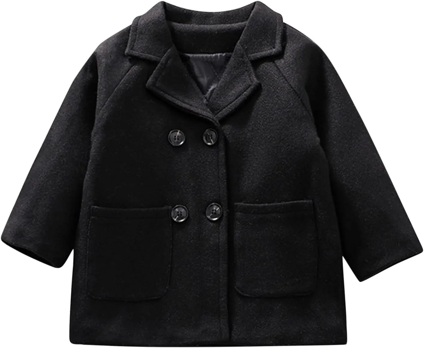 Toddler Boys Trench Coat Double Breasted Notched Wool Lapel Peacoat Baby Boys Long Winter Coat Faux Fur Jacket Overcoat