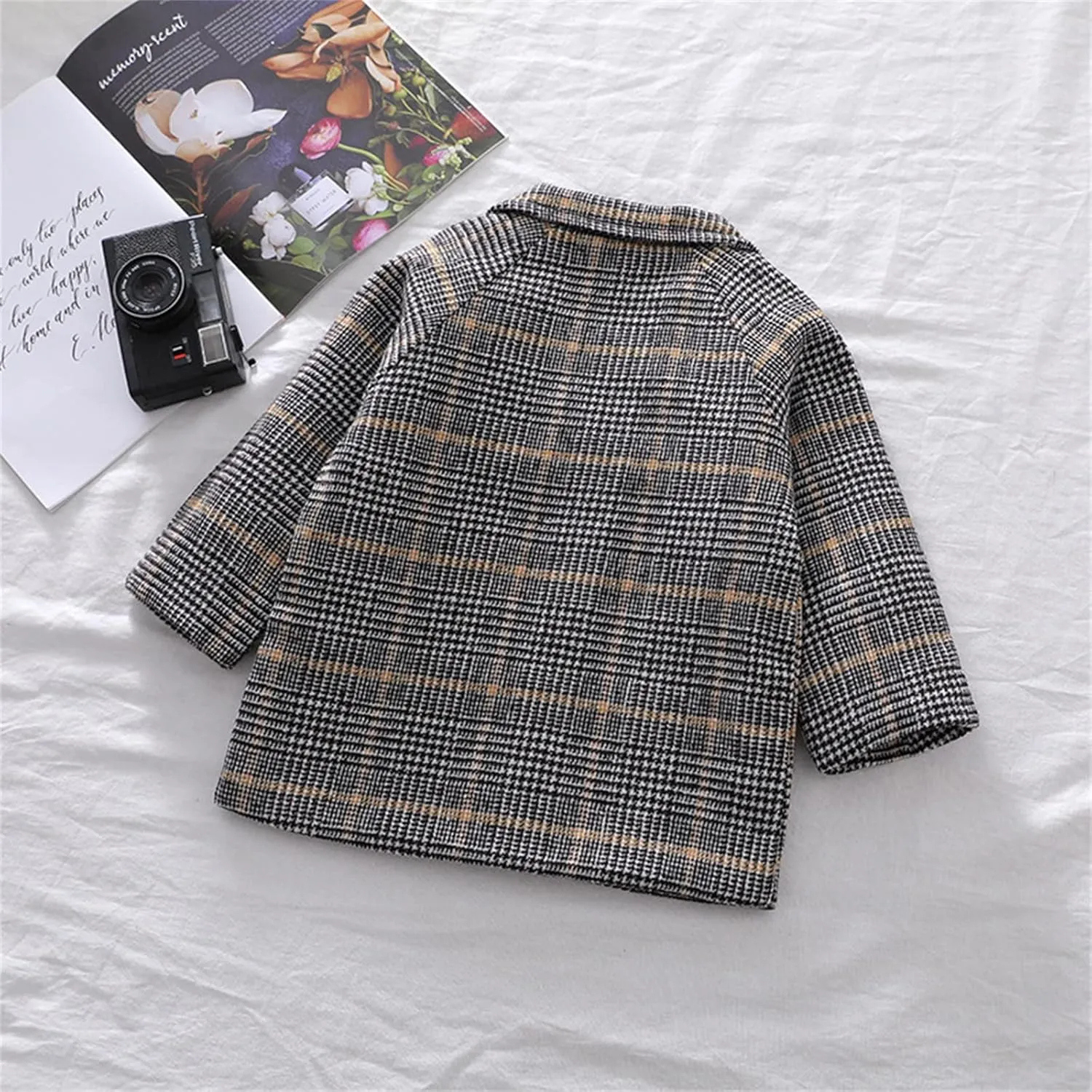Toddler Boys Trench Coat Double Breasted Notched Wool Lapel Peacoat Baby Boys Long Winter Coat Faux Fur Jacket Overcoat
