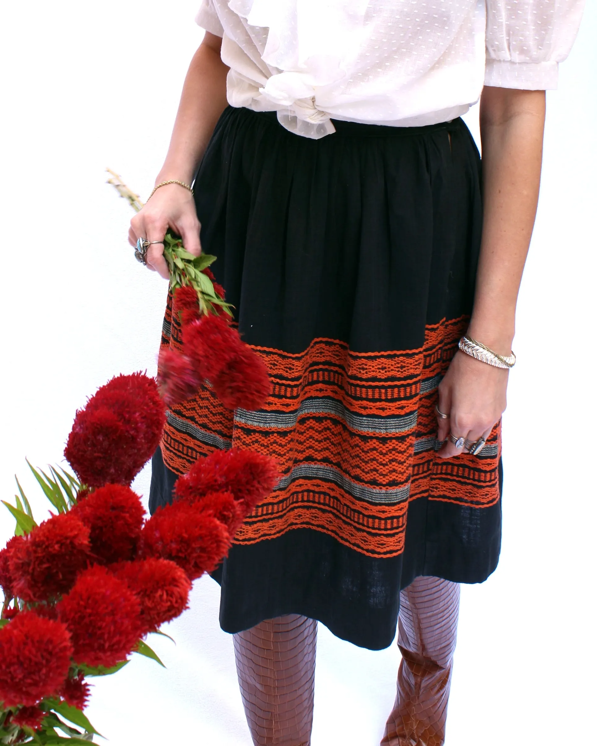 Vintage 1950s Mexican Embroidered Circle Skirt