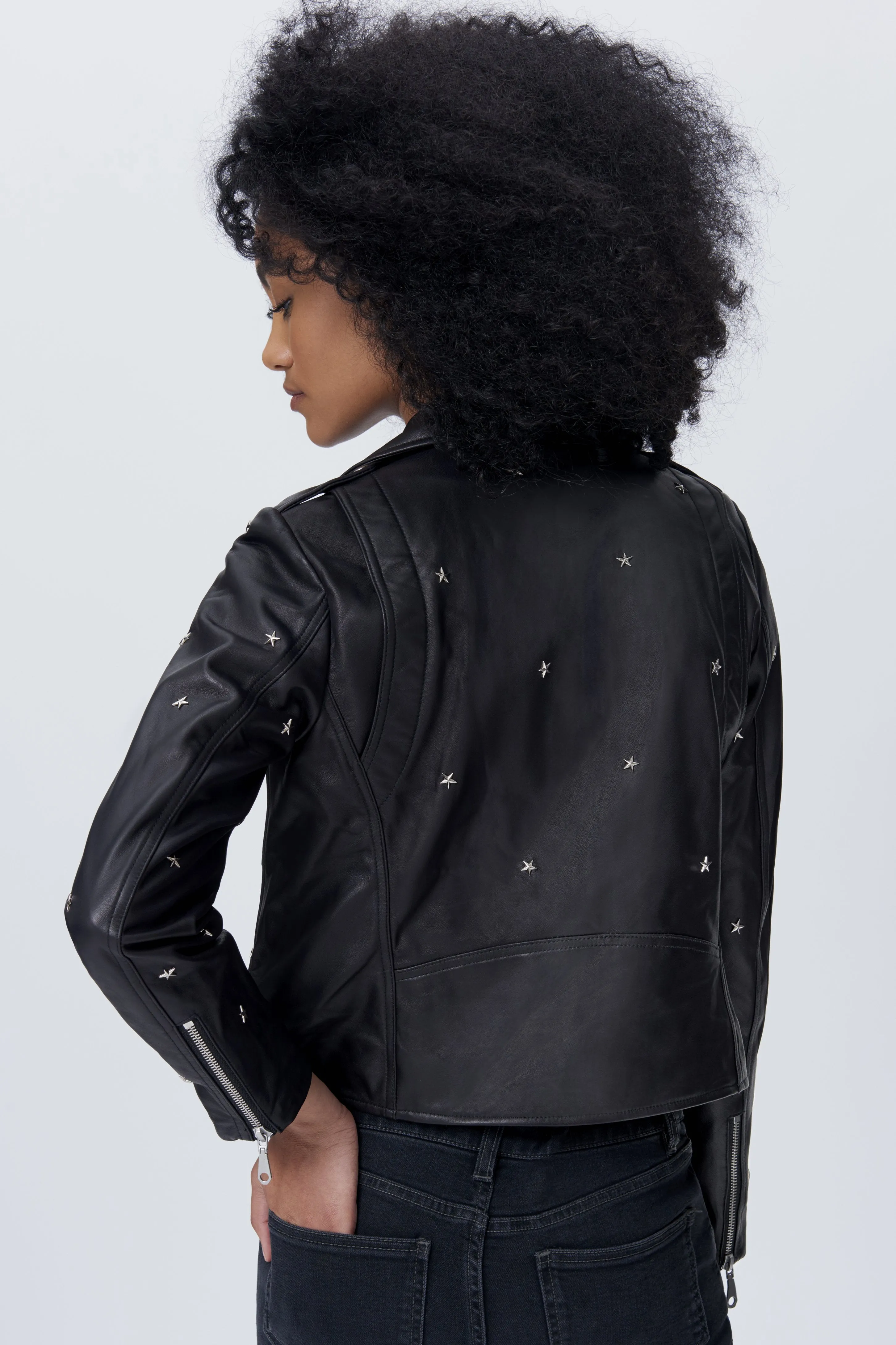 Wes Moto Jacket With Star Studs