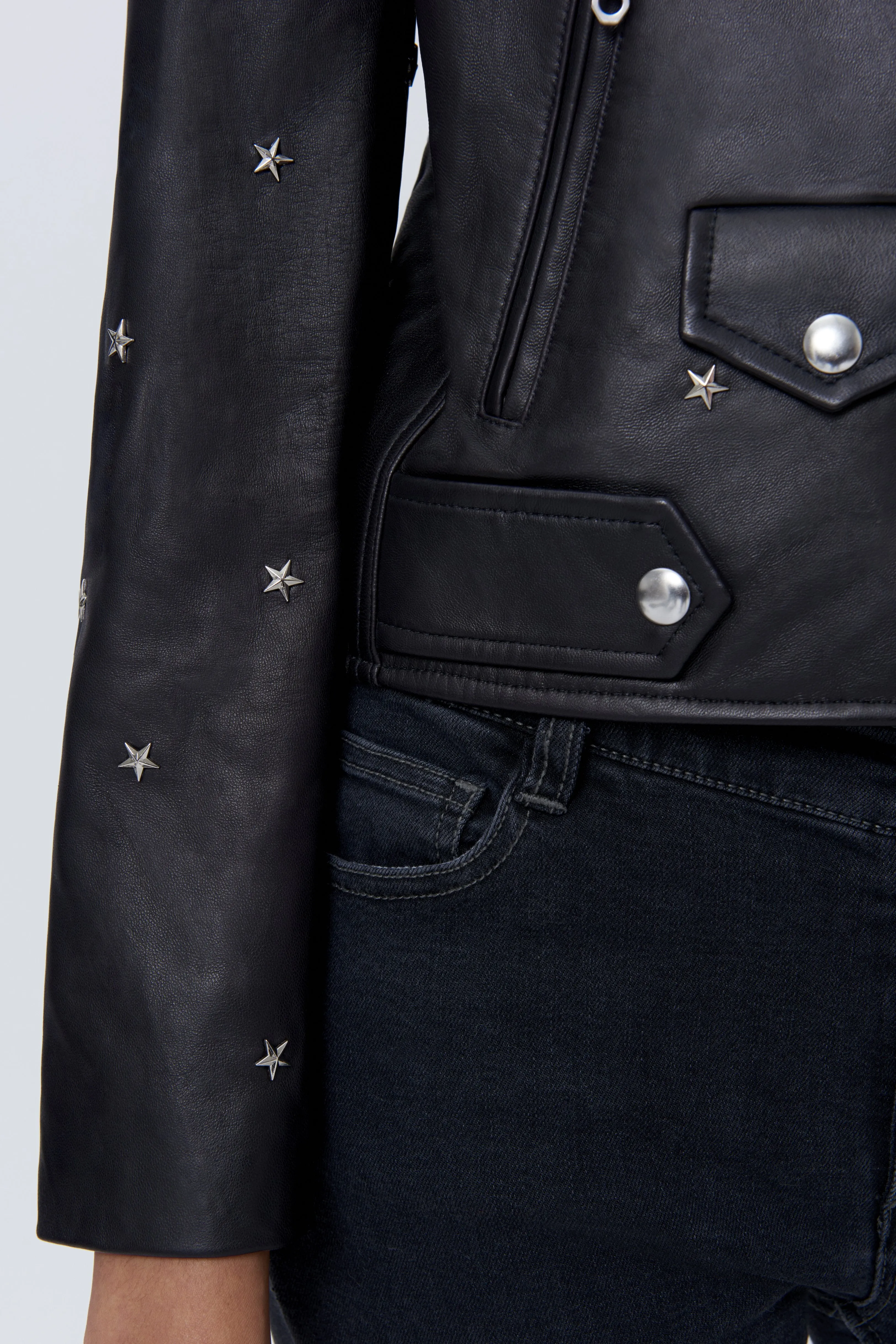 Wes Moto Jacket With Star Studs