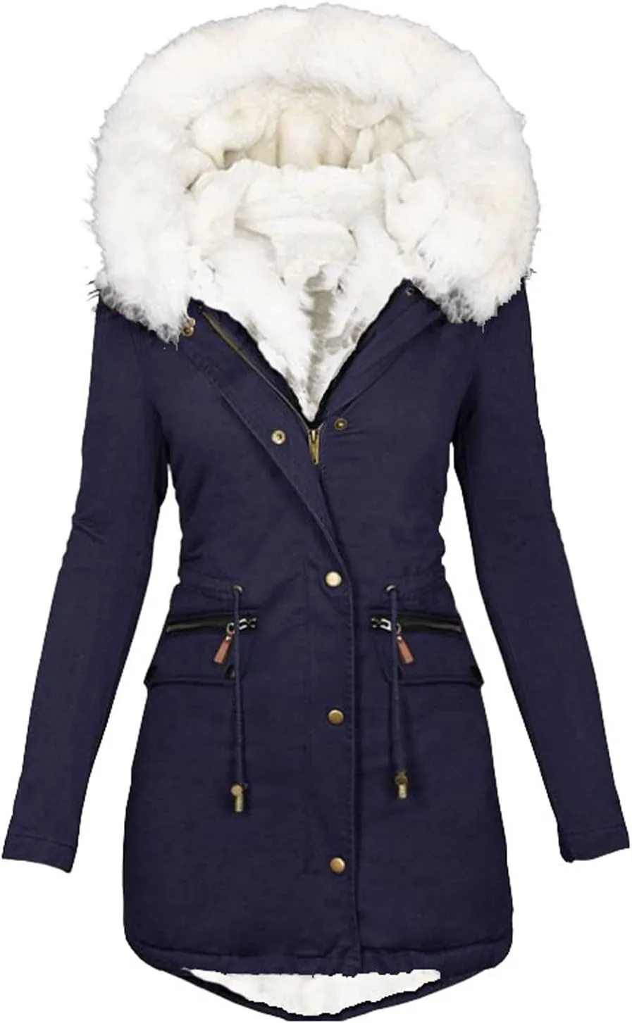 Winter Coats for Women 2024 Trendy Thicken Fleece Lined Parkas Anoraks Warm Cotton Jacket Coats with Faux Fur Hood