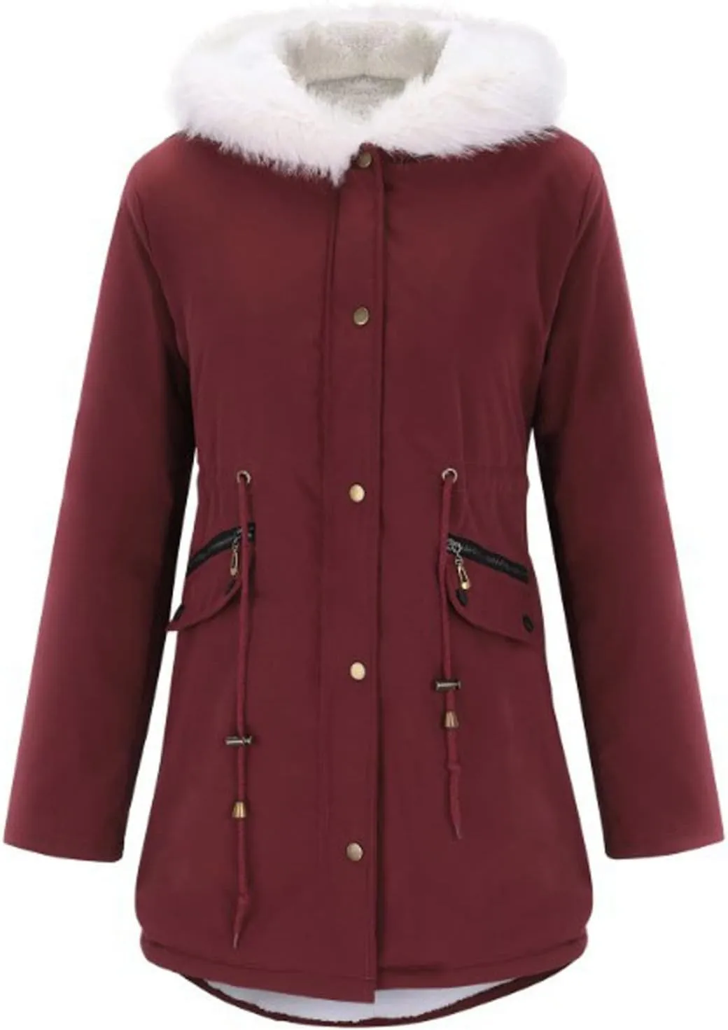 Winter Coats for Women 2024 Trendy Thicken Fleece Lined Parkas Anoraks Warm Cotton Jacket Coats with Faux Fur Hood