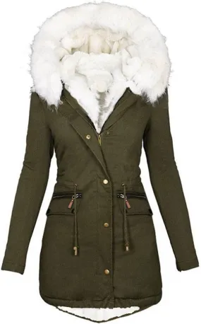 Winter Coats for Women 2024 Trendy Thicken Fleece Lined Parkas Anoraks Warm Cotton Jacket Coats with Faux Fur Hood