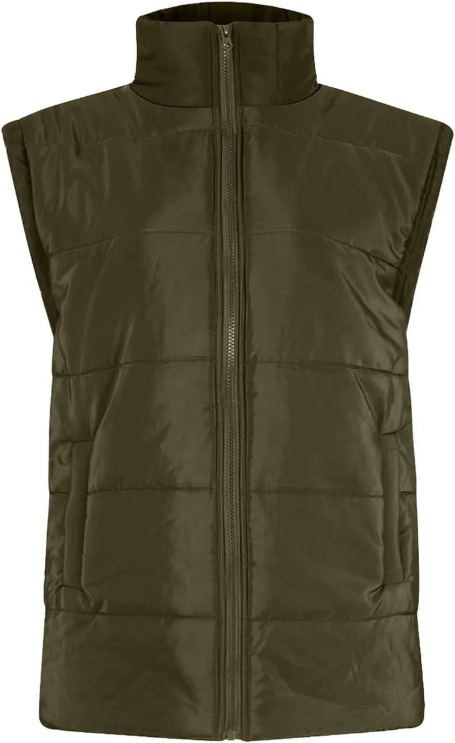 Winter Coats for Women Trendy Cropped Sleeveless Puffer Jacket Full Zip Padded Coat 2024 Casual Solid Versatile Outwear