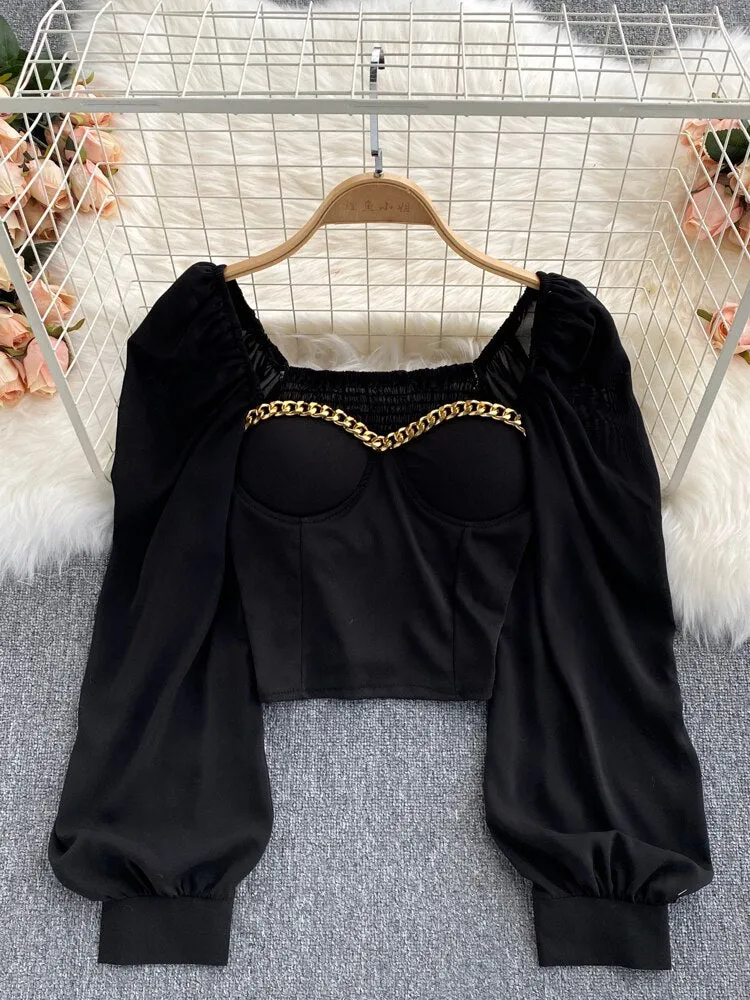 Women Square Collar Tops