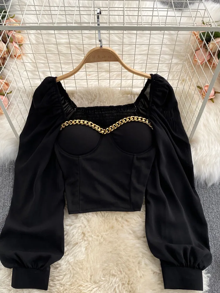 Women Square Collar Tops