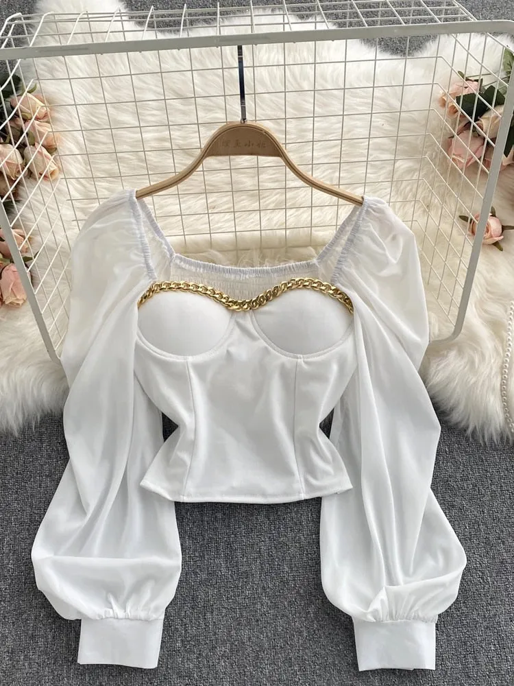 Women Square Collar Tops