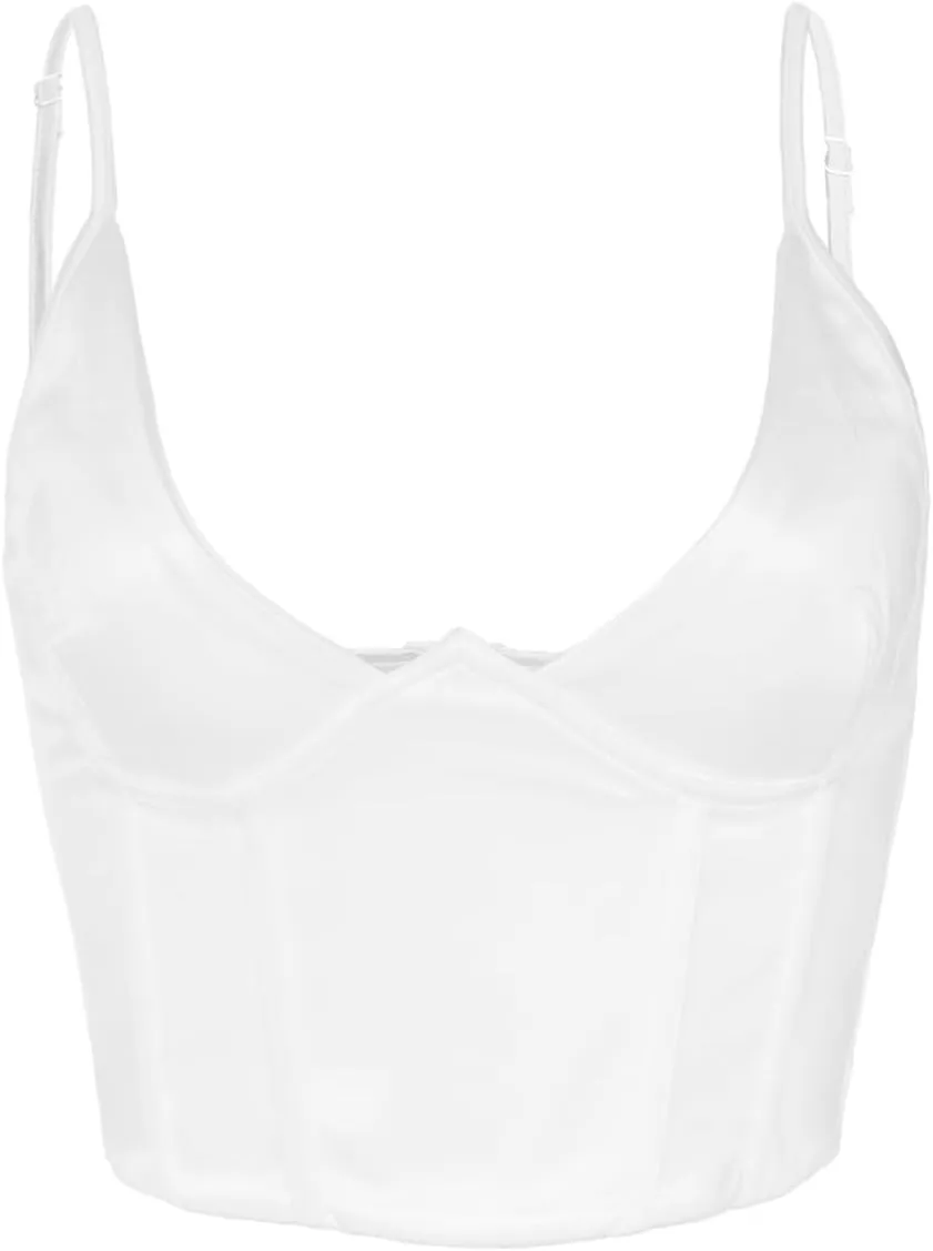 Womens Crop Tops Sexy V Neck Spaghetti Strap Sleeveless Crop Bustier Slim Fit Going Out Party Club Crop Camis Tops