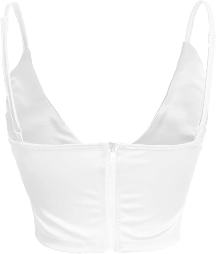 Womens Crop Tops Sexy V Neck Spaghetti Strap Sleeveless Crop Bustier Slim Fit Going Out Party Club Crop Camis Tops