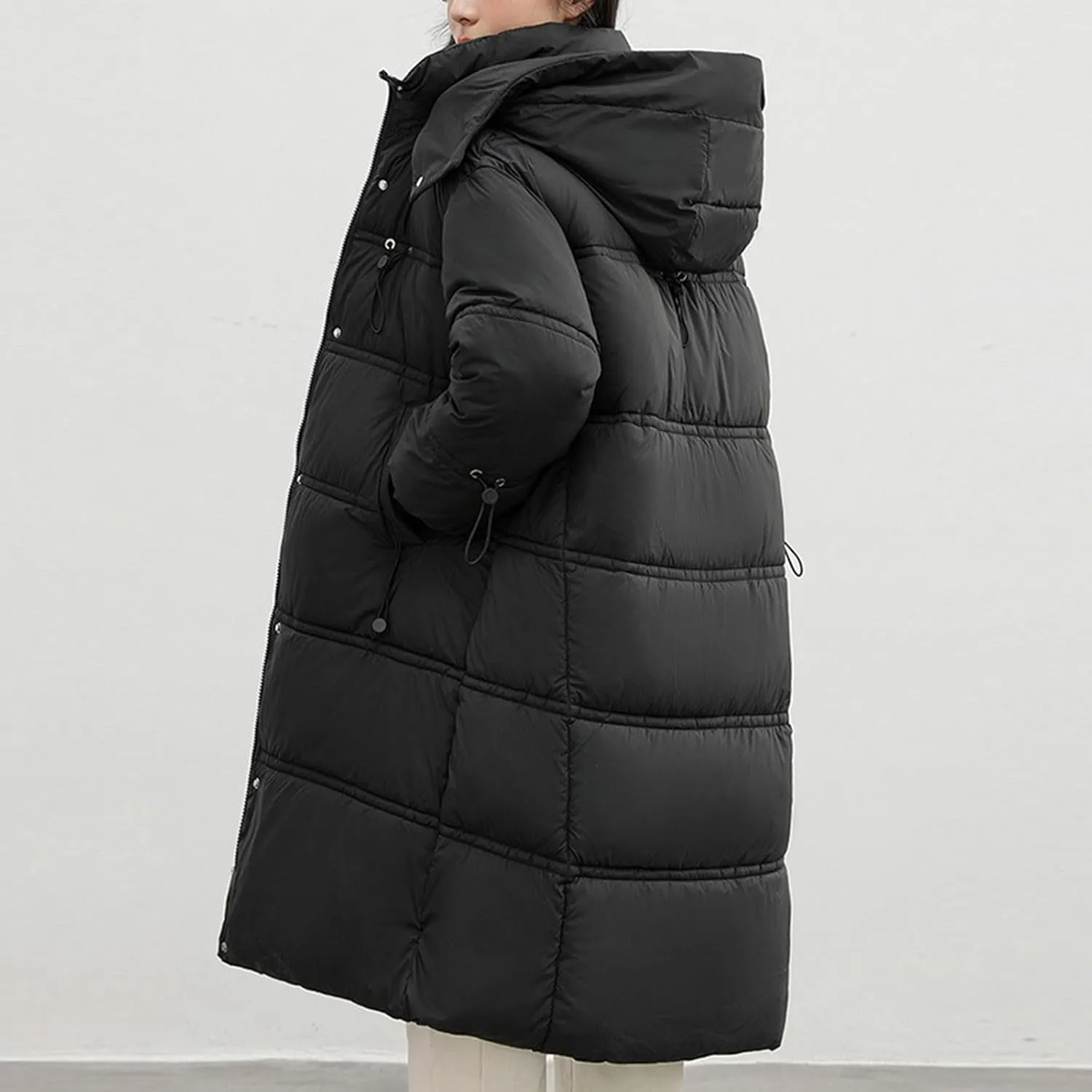 Women's Long Winter Coats Thicken Long Sleeve Puffer Coats Hooded Quilted Jackets Down Parkas Outerwear With Pockets