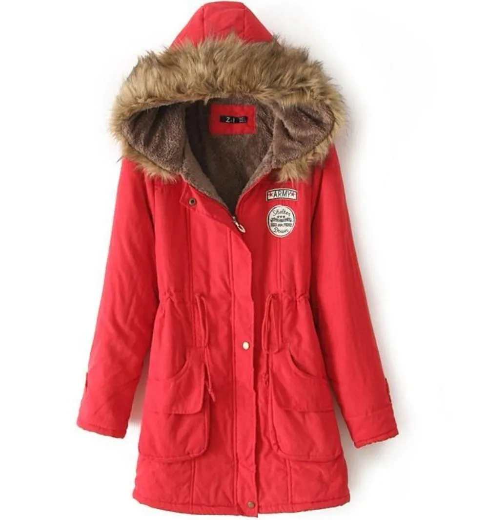Womens Military Jacket with Inner Fur