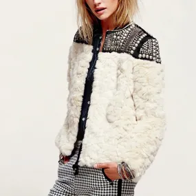 Women's Winter Faux Fur Long-Sleeved Coat With Rivets